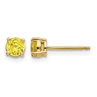 14K 4mm Yellow Gold Round Yellow Sapphire Post Earrings view 1