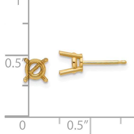 14k 5mm Round Earring Mountings