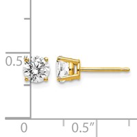 14K 5mm Yellow Gold Round Cubic Zirconia Post Earrings view 4