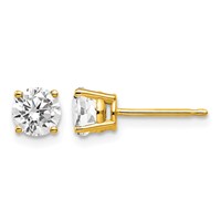 14K 5mm Yellow Gold Round Cubic Zirconia Post Earrings view 1