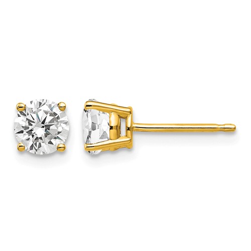 14K 5mm Yellow Gold Round Cubic Zirconia Post Earrings