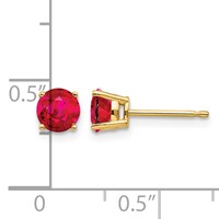 14K 5mm Yellow Gold Round Ruby Post Earrings view 4