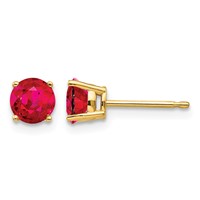 14K 5mm Yellow Gold Round Ruby Post Earrings view 1