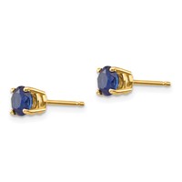 14K 5mm Yellow Gold Round Sapphire Post Earrings view 2