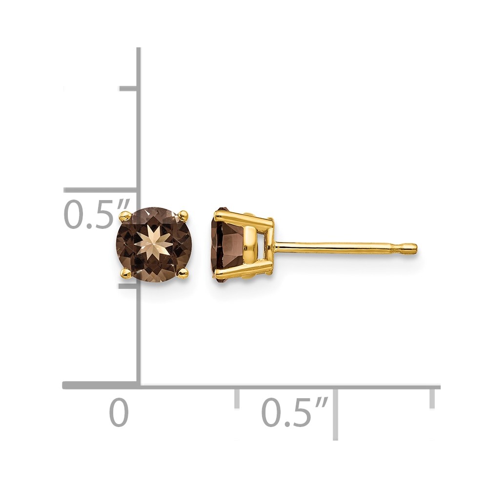 14k 5mm Round Smoky Quartz Earrings (XE72SQ)