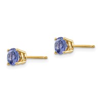 14K 5mm Yellow Gold Round Tanzanite Post Earrings view 2