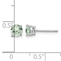 14K White Gold 5mm Round Green Quartz Post Earrings view 4
