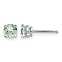 14K White Gold 5mm Round Green Quartz Post Earrings view 1