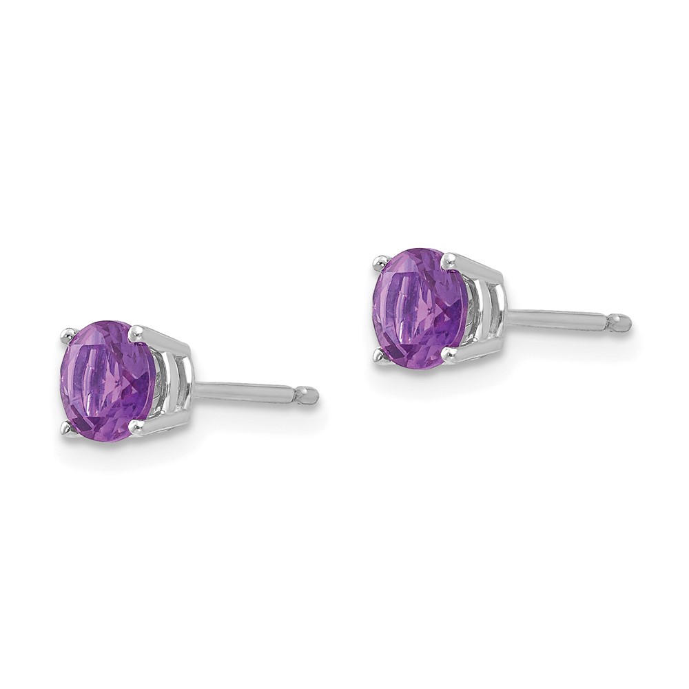 14k White Gold 5mm Amethyst Earrings (XE72WAM)