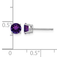 14K White Gold 5mm Round Amethyst Post Earrings view 4