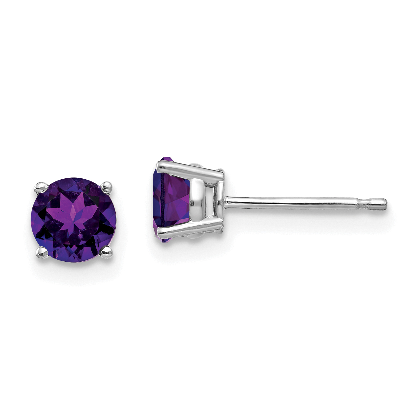 14k White Gold 5mm Amethyst Earrings (XE72WAM)