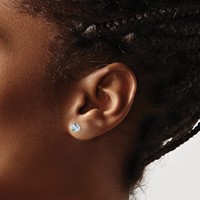 14K White Gold 5mm Round Aquamarine Post Earrings view 3