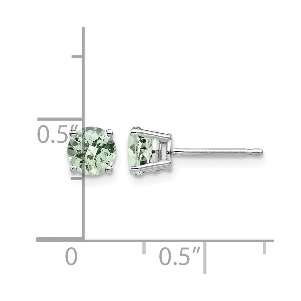 14kw 5mm Round Checker-Cut Green Quartz Earrings (XE72WCG)