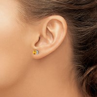 14K White Gold 5mm Round Citrine Post Earrings view 3