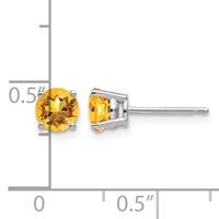 14K White Gold 5mm Round Citrine Post Earrings view 4
