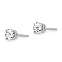 14K White Gold 5mm Round Cubic Zirconia Post Earrings view 2