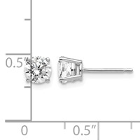 14K White Gold 5mm Round Cubic Zirconia Post Earrings view 4