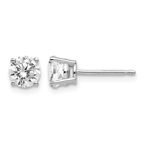 14K White Gold 5mm Round Cubic Zirconia Post Earrings