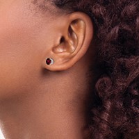 14K White Gold 5mm Round Garnet Post Earrings view 3