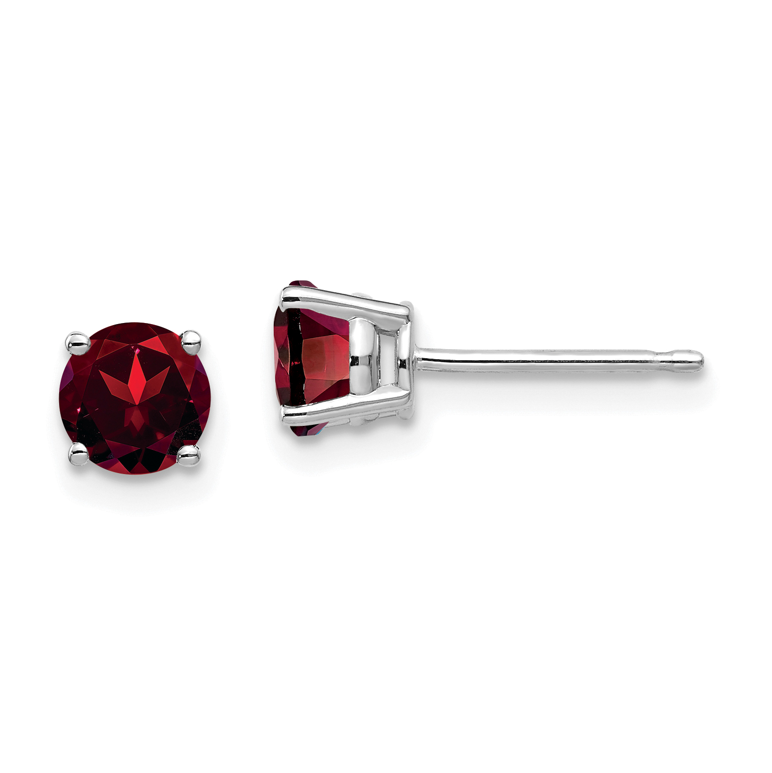14k White Gold 5mm Garnet Earrings (XE72WGA)