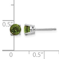 14K White Gold 5mm Round Green Tourmaline Post Earrings view 4