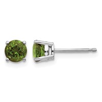 14K White Gold 5mm Round Green Tourmaline Post Earrings view 1