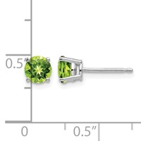14K White Gold 5mm Round Peridot Post Earrings view 4
