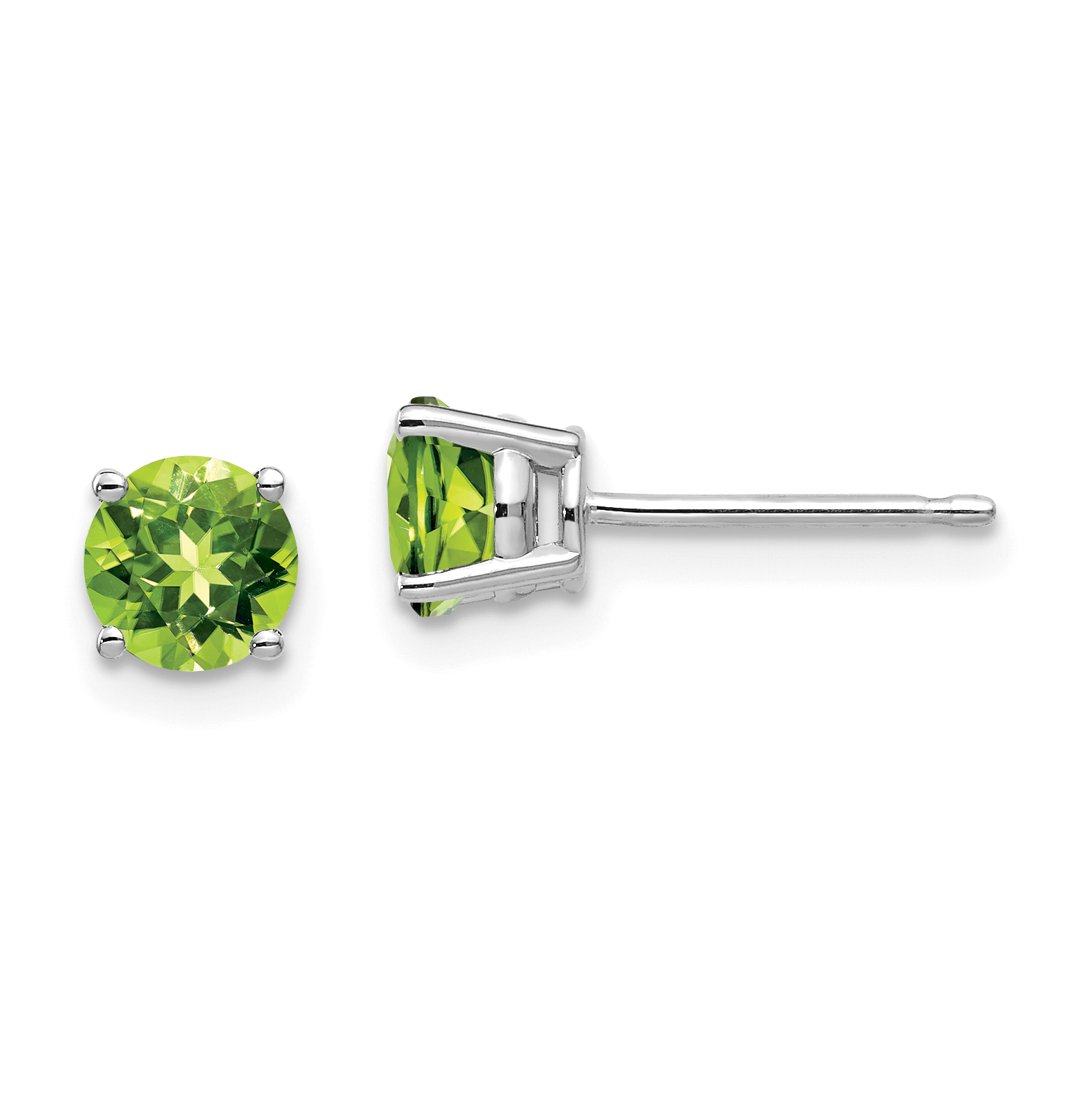 14k White Gold 5mm Peridot Earrings (XE72WPE)