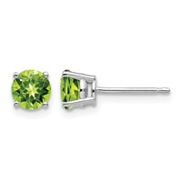 14K White Gold 5mm Round Peridot Post Earrings view 1