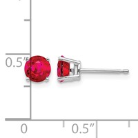 14K White Gold 5mm Round Ruby Post Earrings view 4
