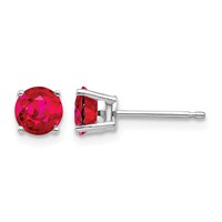14K White Gold 5mm Round Ruby Post Earrings view 1