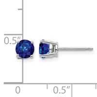 14K White Gold 5mm Round Sapphire Post Earrings view 4
