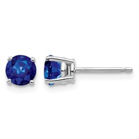 14K White Gold 5mm Round Sapphire Post Earrings view 1