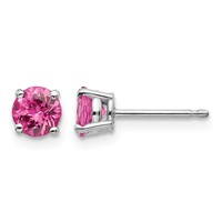14K White Gold 5mm Round Pink Spinel Post Earrings view 1