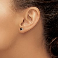14K White Gold 5mm Round Smoky Quartz Post Earrings view 3
