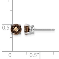 14K White Gold 5mm Round Smoky Quartz Post Earrings view 4