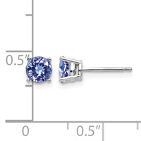 14K White Gold 5mm Round Tanzanite Post Earrings view 4