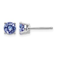 14K White Gold 5mm Round Tanzanite Post Earrings view 1