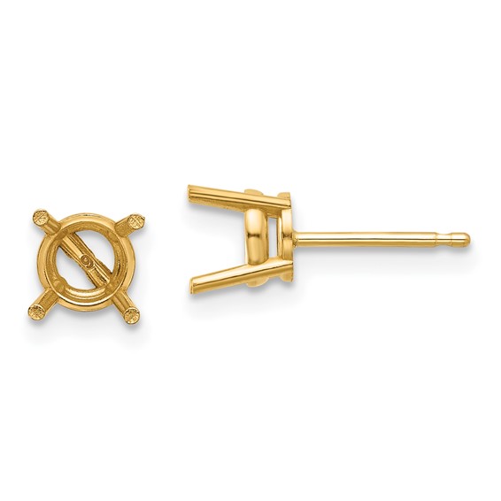 14k 6mm Round Post Earring Mountings