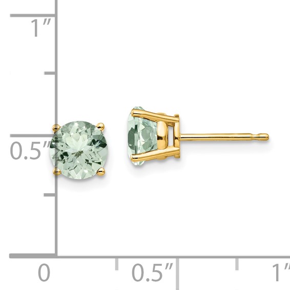 14k 6mm Round Green Quartz Earrings