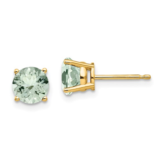 14k 6mm Round Green Quartz Earrings