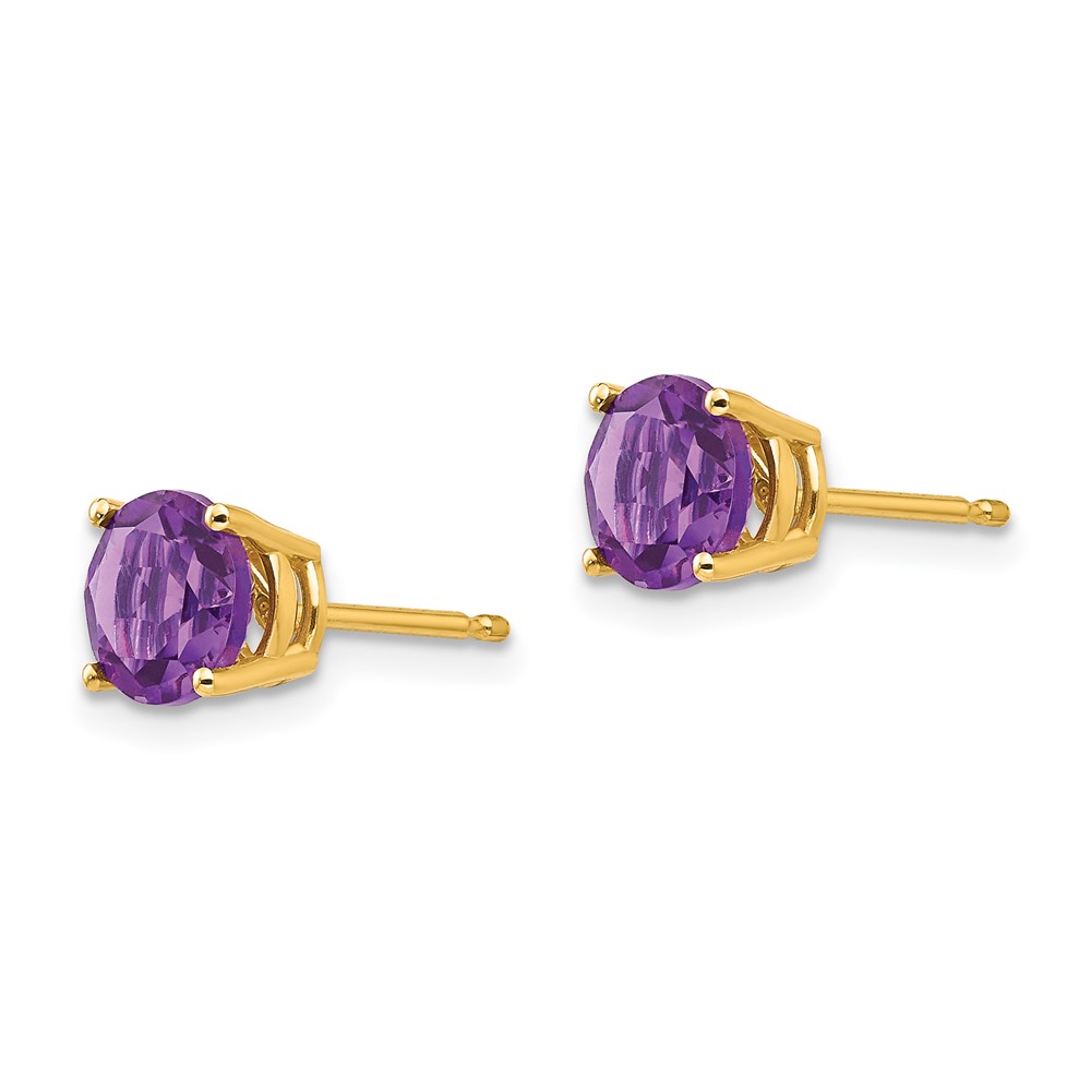 14k 6mm Amethyst Post Earrings (XE73AM)