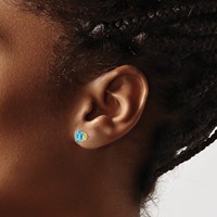 14K 6mm Yellow Gold Round Blue Topaz Post Earrings view 3