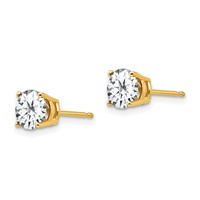 14K 6mm Round Cubic Zirconia Post Earrings view 2