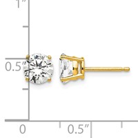 14K 6mm Round Cubic Zirconia Post Earrings view 4