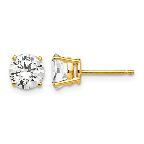 14K 6mm Yellow Gold Round Cubic Zirconia Post Earrings