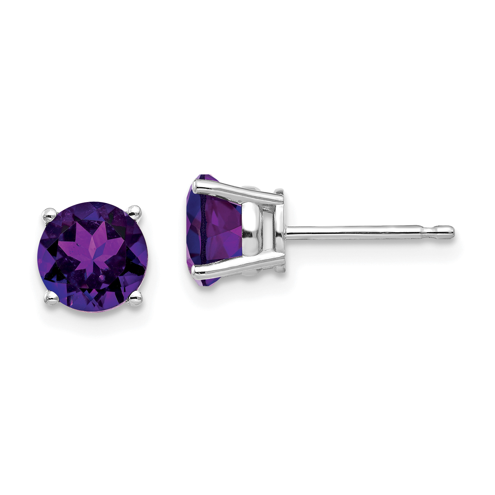14k White Gold 6mm Amethyst Earrings (XE73WAM)