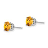 14K White Gold 6mm Round Citrine Post Earrings view 2