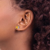 14K White Gold 6mm Round Citrine Post Earrings view 3