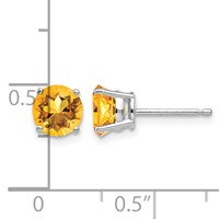 14K White Gold 6mm Round Citrine Post Earrings view 4